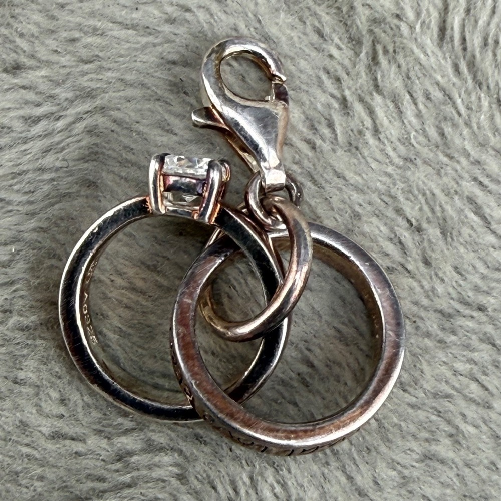 Vintage Estate Charm Wedding Rings Eternal Love Silver Inscribed READ